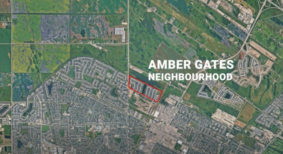 Amber Gates neighbourhood in Winnipeg, map view.
